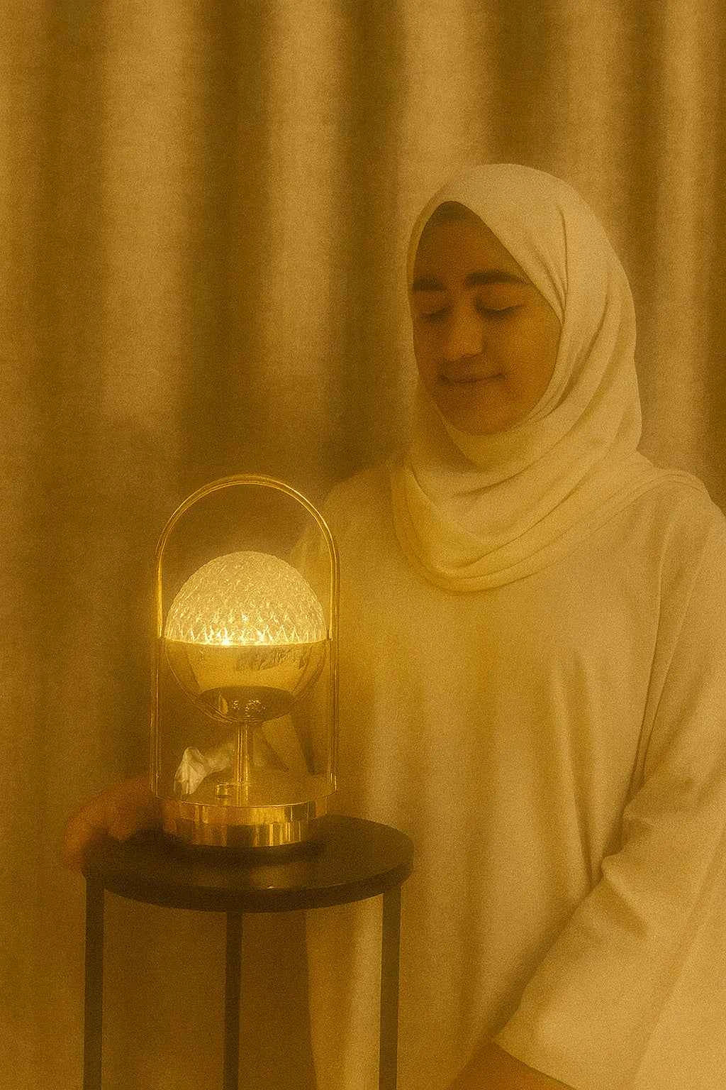 مصباح طاولة ديكوري بنقشة كريستالية